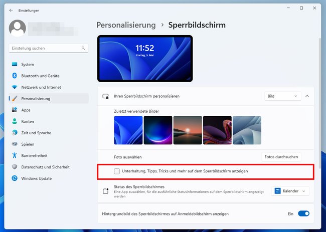 Hier deaktiviert ihr Anzeigen auf dem Sperrbildschirm. (Bildquelle: GIGA)