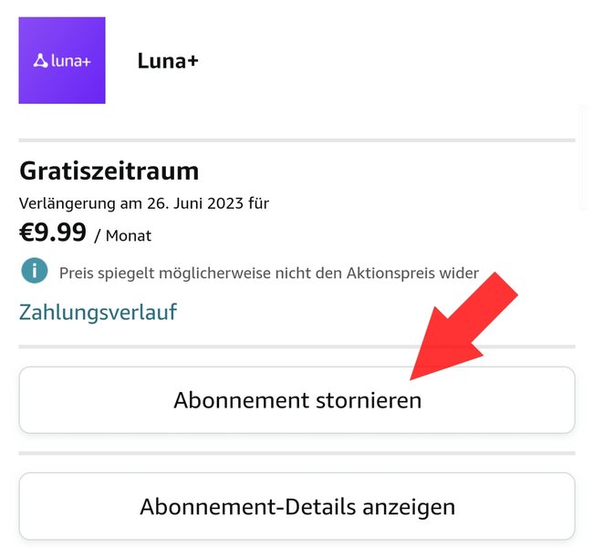 Amazon Luna kuendigen beenden App Mobielgeraet 02