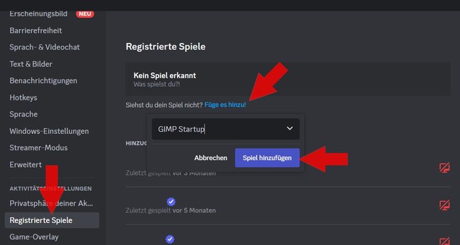 Discord nicht erkanntes Spiel anzeigen hinzufuegen