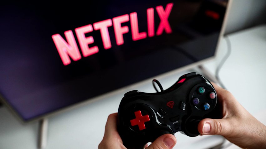 Netflix logo with controller.