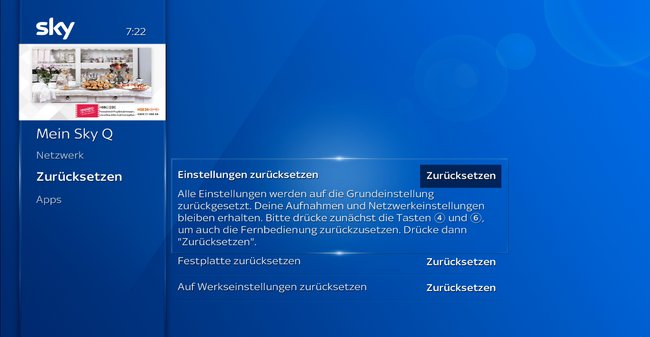 So setzt ihr die Einstellungen zurück. (Bildquelle: Sky)
