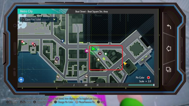 می‌توانید کارت‌های NPC را در Beat Square پیدا کنید (منبع: Screenshot GIGA).