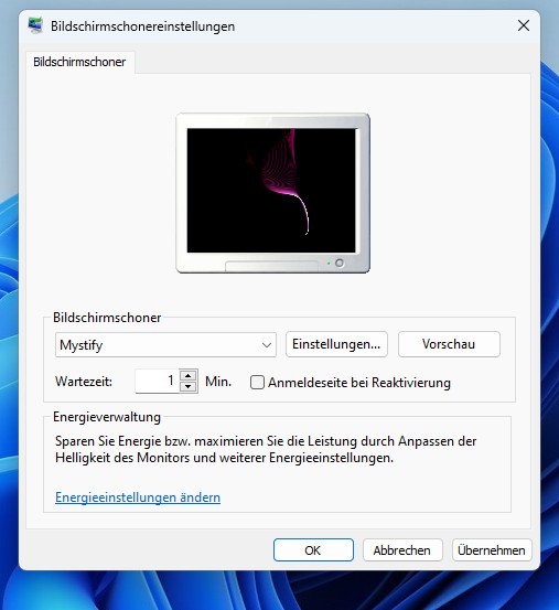 Hier konfiguriert ihr euren Bildschirmschoner. (Bildquelle: GIGA)