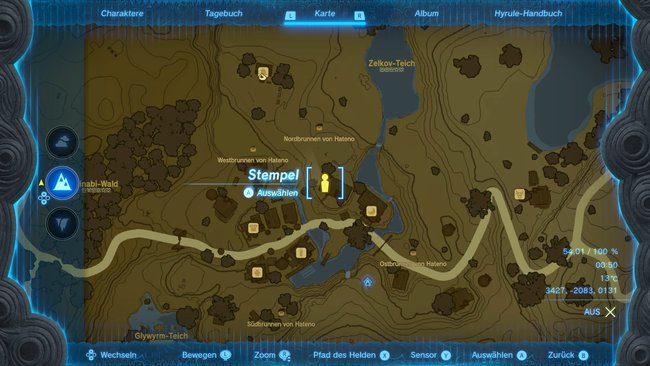 The map shows you where Rietnar's house is in Hateno.  (Image source: Screenshot GIGA)