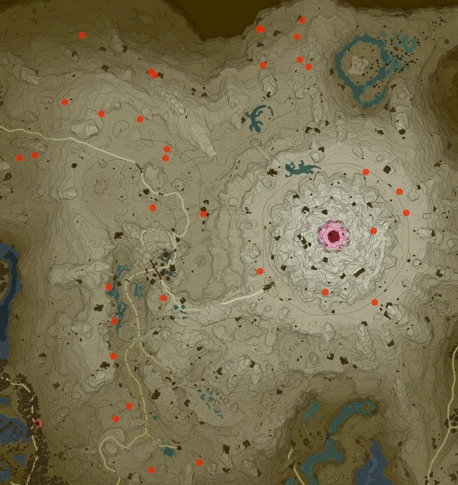 Die Karte zeigt euch die Fundorte aller Fels-Oktoroks in Eldin. (Bildquelle: ZeldaMods)