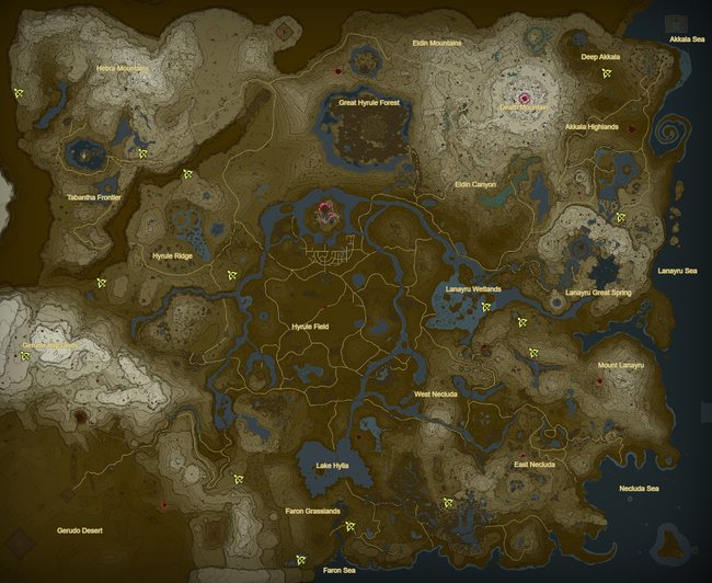 نقشه محل تمام لئون ها را روی سطح به شما نشان می دهد.  (منبع تصویر: Zelda Dungeon)