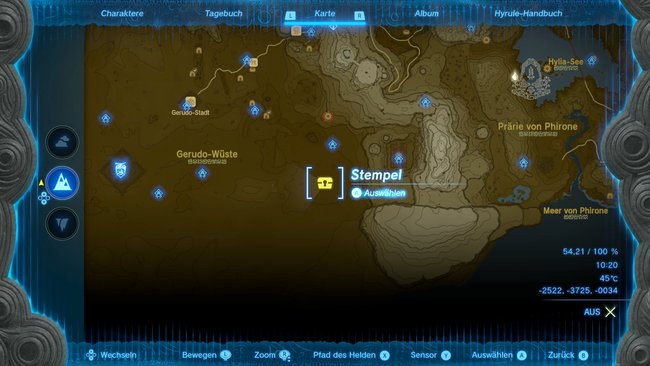 The map shows you the location of the ruins with the phantom leg armor.  (Image source: Screenshot GIGA)