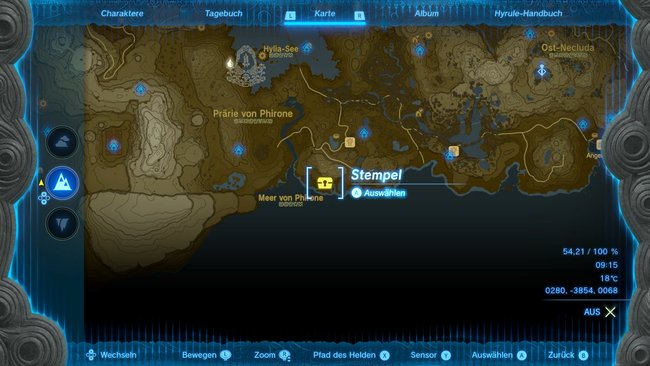 The map shows you the location of the cave with the phantom helmet.  (Image source: Screenshot GIGA)