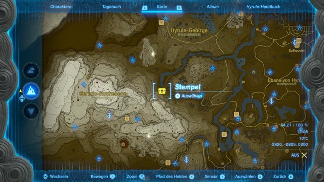 The map shows you the location of the cave with the phantom armor.  (Image source: Screenshot GIGA)