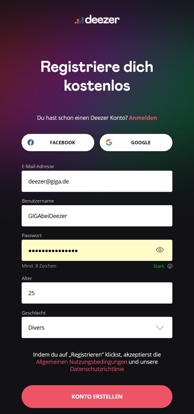 Deezer Login Neukunde Anmeldung