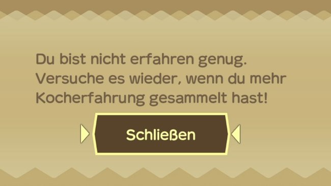 Hinweis auf fehlende Koch-Erfahrung in Story of Seasons: A Wonderful Life