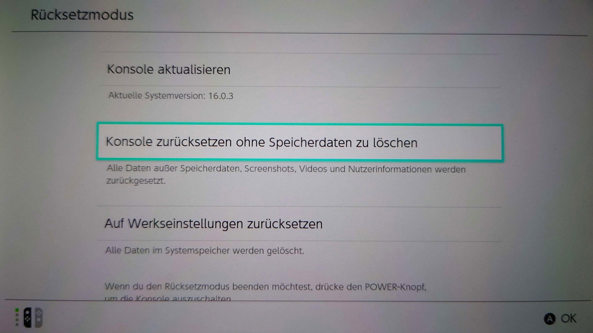 Nintendo Switch zurücksetzen Hard & SoftReset ausführen