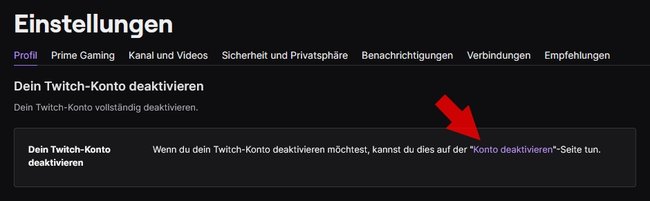 Twitch Account deaktivieren