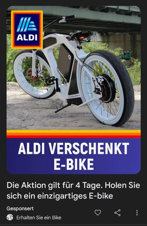 Aldi verschenkt E-Bikes? Vorsicht vor Toleadoo-Gewinnspielen