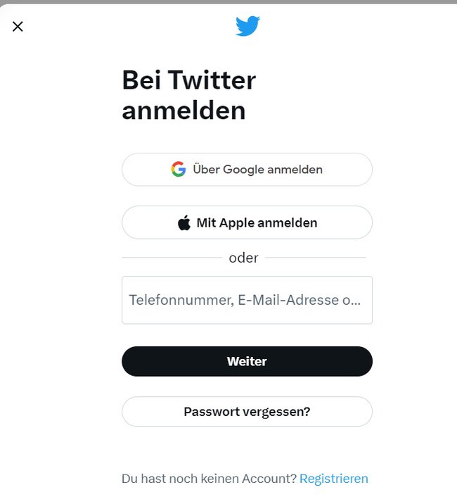 Twitter Anmeldung