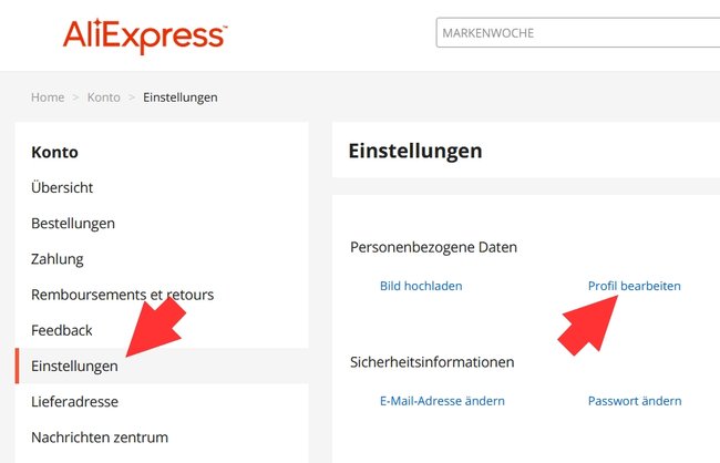 AliExpress Konto löschen 02