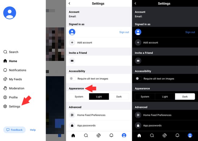 Bluesky App Dark-Mode