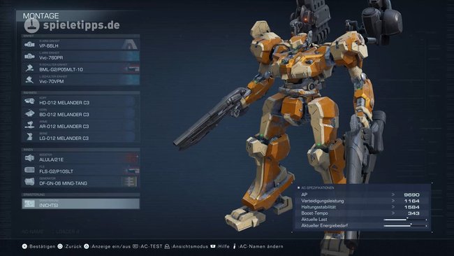 Setup für die Sea Spider in Armored Core 6: Fires of Rubicon