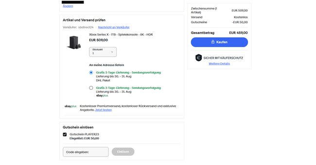 Ebay-Angebot für Xbox Series X