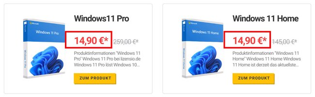 So günstig findet ihr Windows 11 kaum irgendwo. (Bildquelle: Lizensio.de)