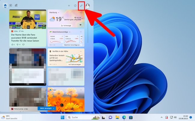 Klickt hier, damit Windows eure Widgets auf dem ganzen Bildschirm darstellt. (Bildquelle: GIGA)