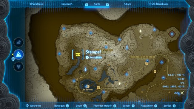 Die Karte zeigt euch den Fundort der Höhle, in der der Schneesturmkopfschmuck liegt. (Bildquelle: Screenshot GIGA)
