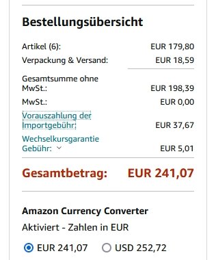 Amazon USA bestellen Importgebühr