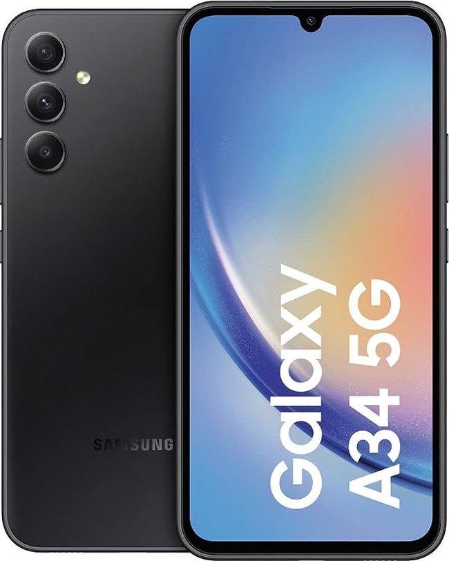 Vorder- ud Rückseite des Smartphones Samsung Galaxy A34.