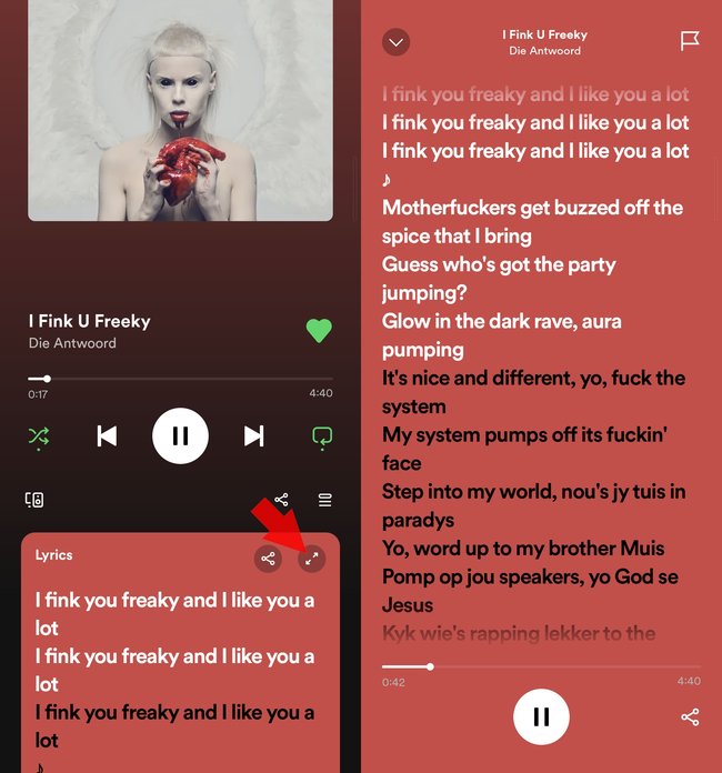Spotify App Lyrics Songtexte