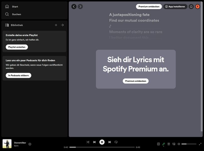 Spotify Lyrics nur Premium