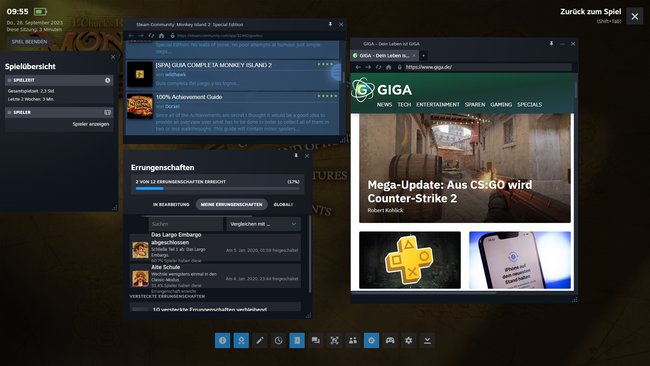 Das Steam-Overlay bietet viele Funktionen wie den Chat, Spielfortschritt und Browser
