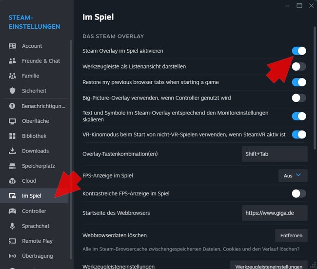 Steam Overlay deaktivieren aktivieren