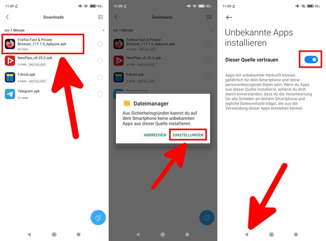 So installiert ihr die App mit der APK-Datei in Android. (Bildquelle: GIGA)