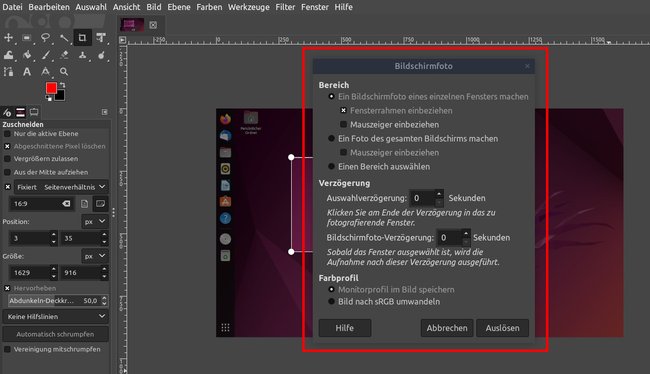 GIMP kann auch Screenshots erstellen. (Bildquelle: GIGA)