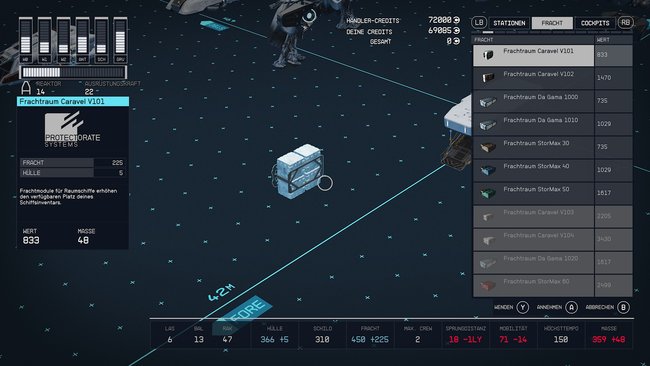 Installiert größere Frachträume für eure Schiffe (Quelle: Screenshot GIGA).