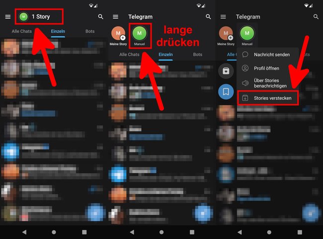 So deaktiviert ihr die Telegram-Stories. (Bildquelle: GIGA)