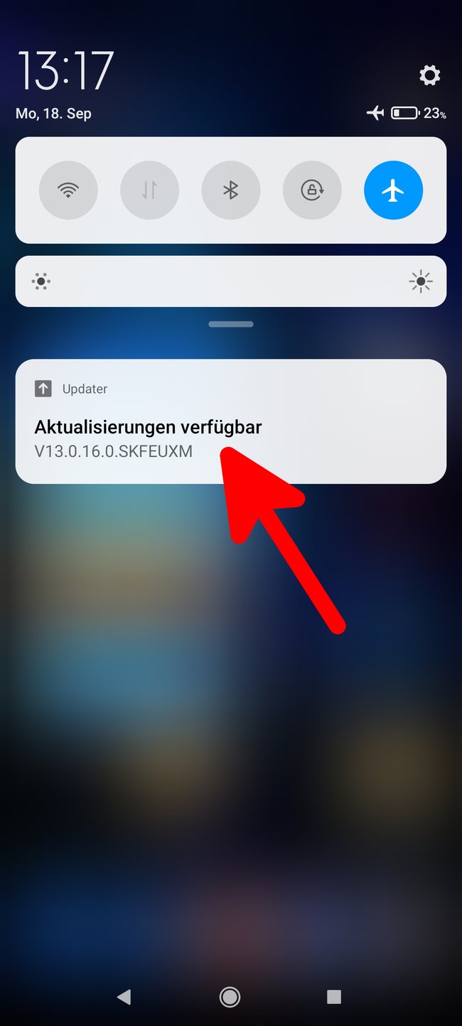 Tippt auf die Update-Benachrichtigung, um die MIUI-Version zu aktualisieren. (Bildquelle: GIGA)