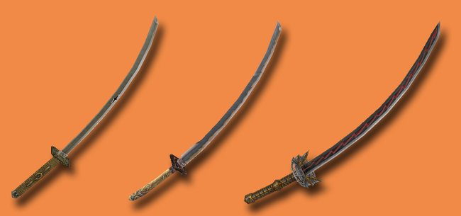 Drei Katanas aus FF 12 - The Zodiac Age. (Quelle: finalfantasy.wikia.com)