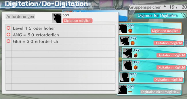 Glücklicherweise werden euch alle Bedingungen für Digitationen angezeigt.