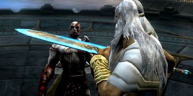 Zeus fühlt sich von der Macht Kratos' bedroht. In God of War 2 kommt es zur Konfrontation.