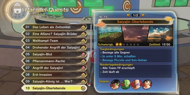 Hier zeigen wir euch die Parallel-Quests 01 bis 10 in Dragon Ball Xenoverse 2.