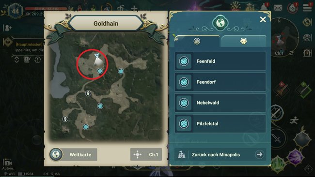 In diesem Bereich des Goldhains tauchen regelmäßig Hellweißlinge auf (Quelle: Screenshot spieletipps).