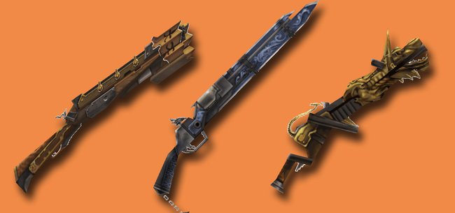 Drei Feuerwaffen aus FF 12 - The Zodiac Age. (Quelle: finalfantasy.wikia.com)
