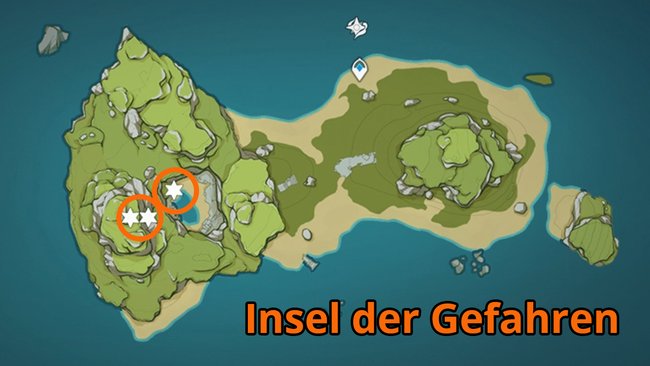 Alle Illusionsschnecken auf der Insel der Gefahren in Genshin Impact. (Quelle: Screenshot spieletipps)