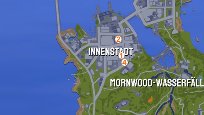 Das sind die Standorte der Instinkte in der Innenstadt. (Bildquelle: Screenshot spieletipps)
