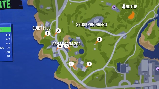 Hier seht ihr alle Fundorte der goldenen Ziegen im San Angora-Zoo. (Bildquelle: Screenshot spieletipps)