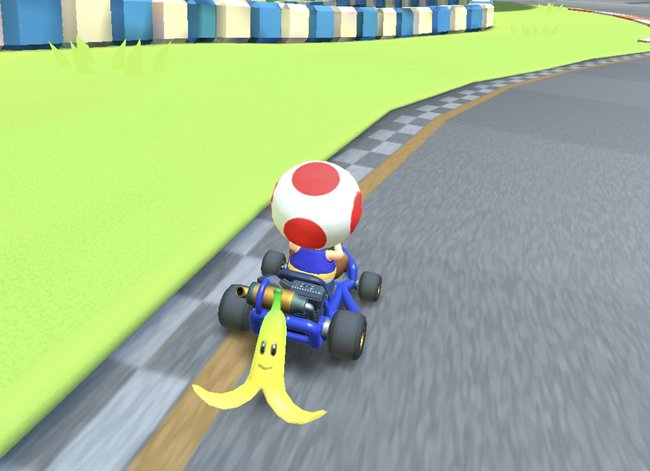 Auch die guten alten Bananen sind in Mario Kart Tour dabei.