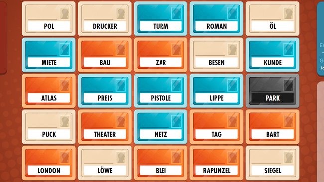 Dieses Farbmuster muss der Codemaster in Codenames an sein Team über Codewörter kommunizieren. (Bildquelle: Screenshot spieletipps)