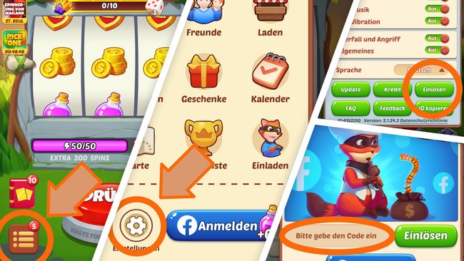 In diesem Menü könnt ihr die Codes einlösen. (Bildquelle: Screenshot spieletipps)