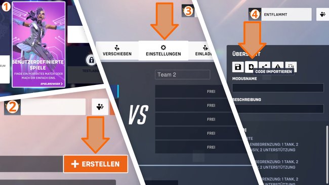 In den benutzerdefinierten Spielen könnt ihr Workshop-Codes aktivieren. (Bildquelle: Screenshot spieletipps)